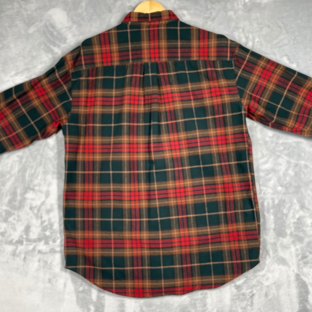 LL Bean Chamois Cloth Shirt Mens Large Tall Red Green Brown Plaid Button Down - Picture 4 of 8